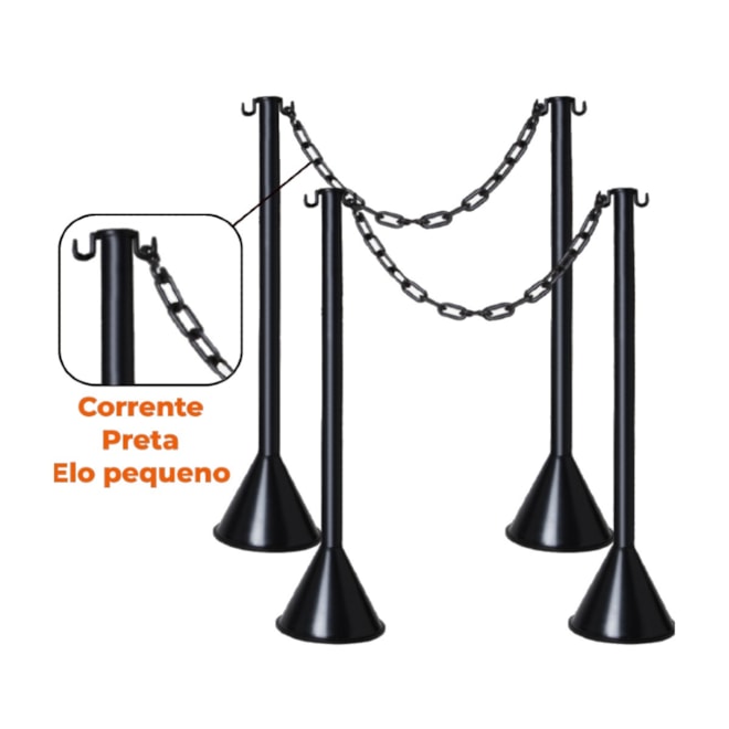 10 Pçs Organizador Filas Pedestal + 40mt Corrente Pq