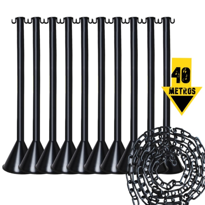 10 Pçs Organizador Filas Pedestal + 40mt Corrente Pq