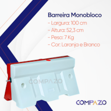 Barreira Plástica Bicolor Laranja e Branca 1 Metro Kteli