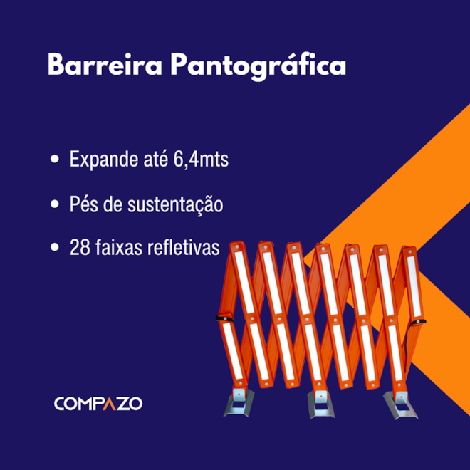 Barreira Trânsito Pantográfica Retrátil Sanfonada 6,4Mt