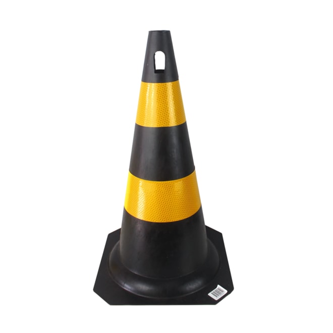 Cone Flexível Preto e Amarelo Refletivo 50cm