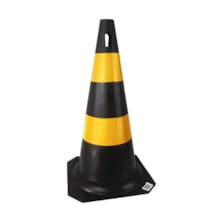 Cone Flexível Preto e Amarelo Refletivo 50cm