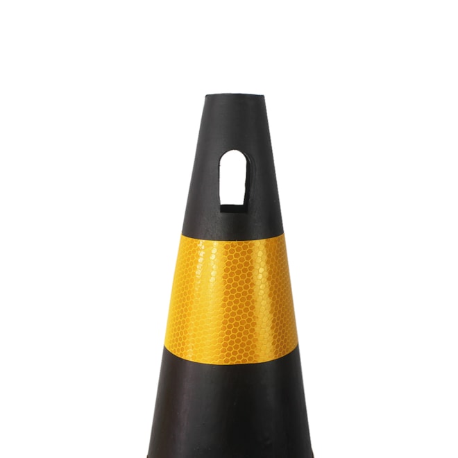 Cone Flexível Preto e Amarelo Refletivo 50cm