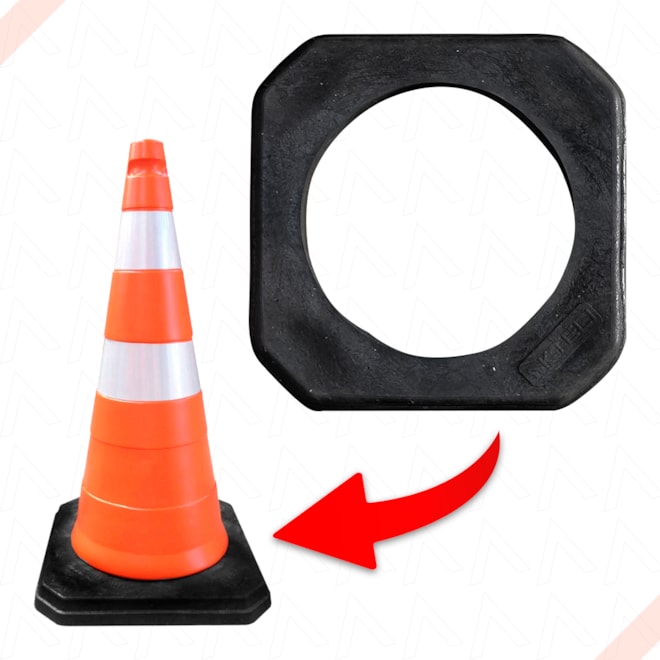 Cone Obra Semi Flexível Base borracha de Sinalização Laranja/Branco 75CM