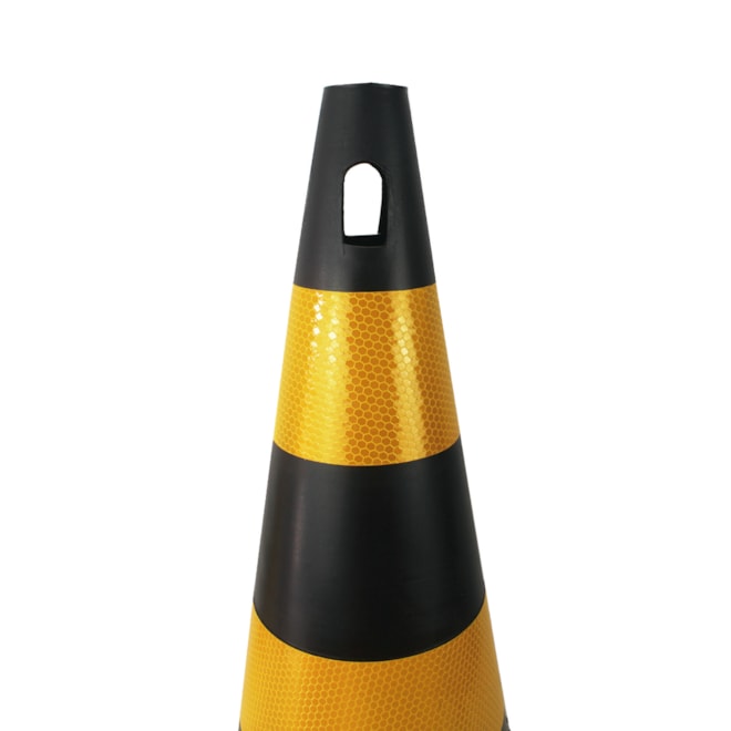 Cone Rígido Preto e Amarelo Refletivo 50cm