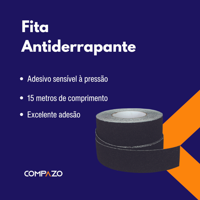 Fita Antiderrapante Preta Para Piso 50X15M