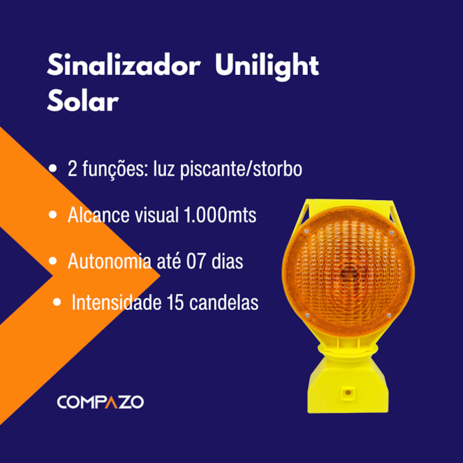 Sinalizador Viário Unilight Placa Solar